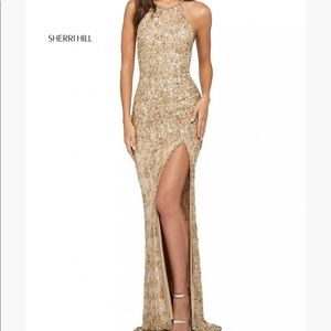 SHERRI HILL - Gold Sequin Dress